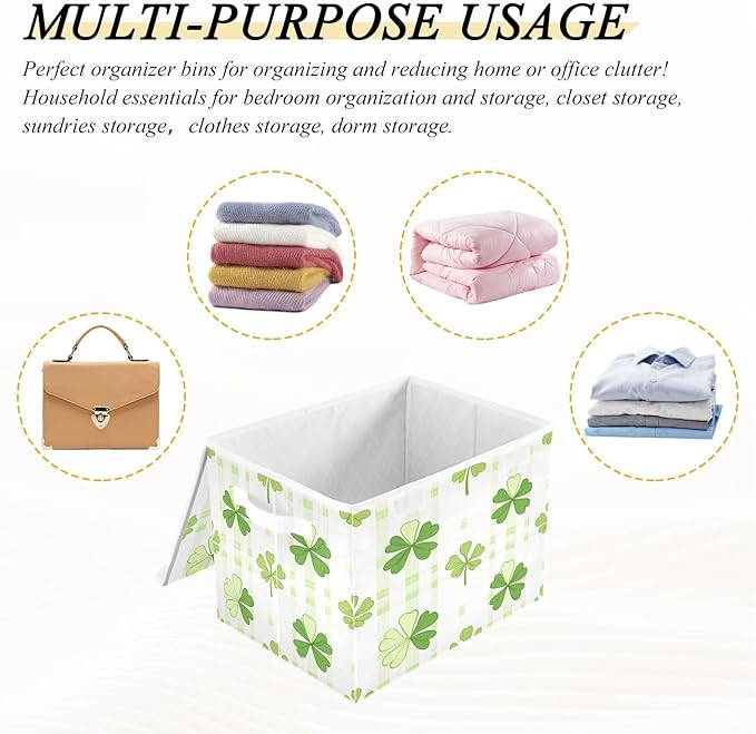 Lucky Straw Fabric Storage Bins with Lids and HandleFoldable Storage Bins with LidsCloset Organizers for Clothes Storage Room Organization Office Storage Chest Organizer