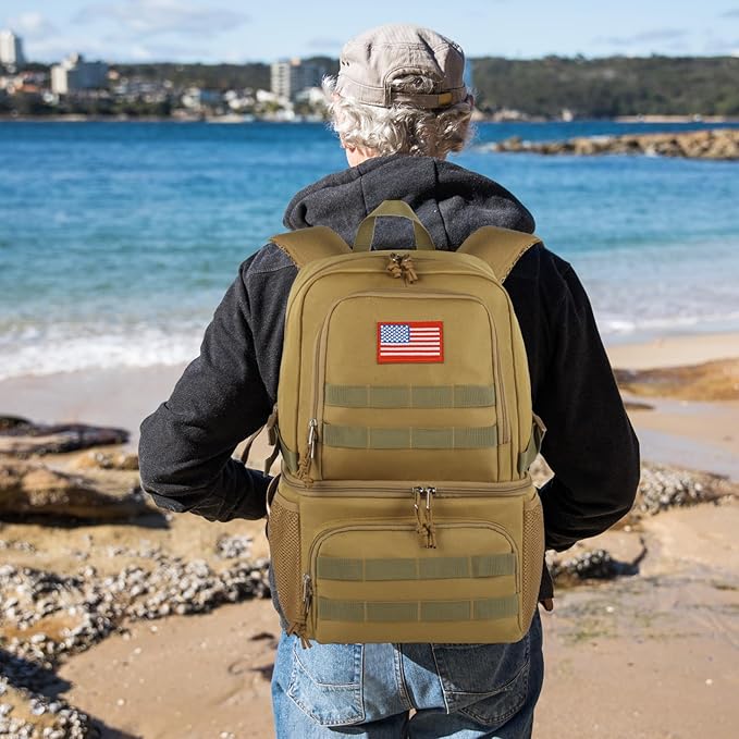 Tactical Double Deck Cooler Backpack for MenLarge Lunch Backpack with 2 CompartmentSoft Cooler Bag