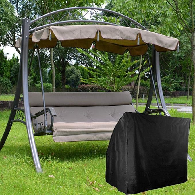 Outdoor Garden Patio Swing Cover Waterproof 3 Seater Hammock Cover Sun Loungers Protection Black 220x170x145CM