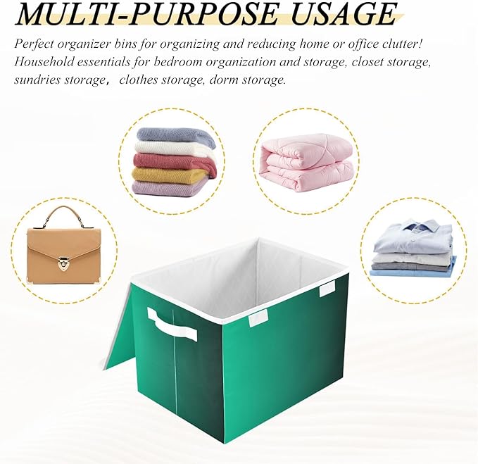 Green Gradient Storage Bins with Lid Stackable Shoebox Storage Organizer Bins with Lids for School Supply Dormroom
