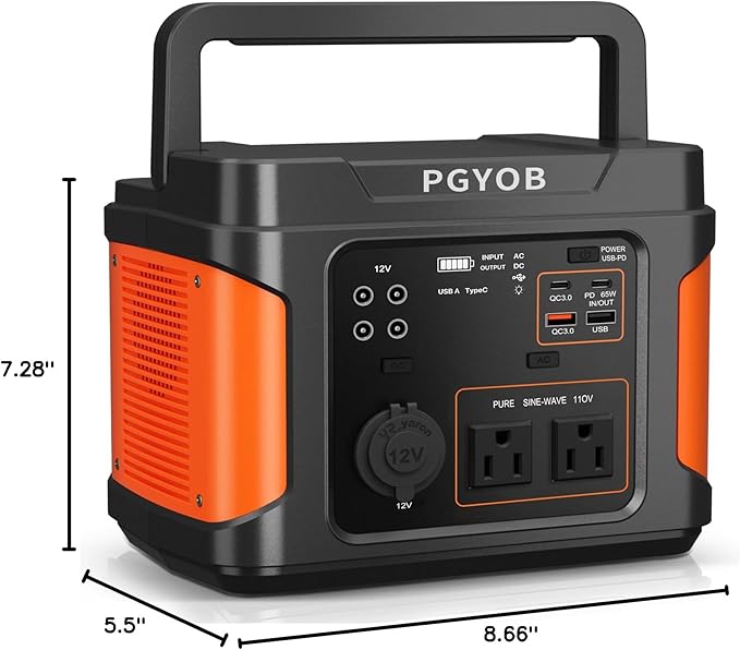 PGYOB 400W Portable Power Station 296Wh Outdoor Solar Generator Backup Ternary Battery Pure Sine Wave Power Pack with AC/DC Outlet PD 65W USB-C Outlet for Home Camping RV Blackout CPAP