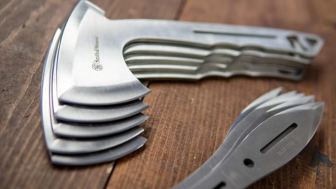 Smith &amp Wesson Bullseye Throwing Products with Full Tang Stainless Steel Design and Protective Nylon Sheaths for Recreation and Competition