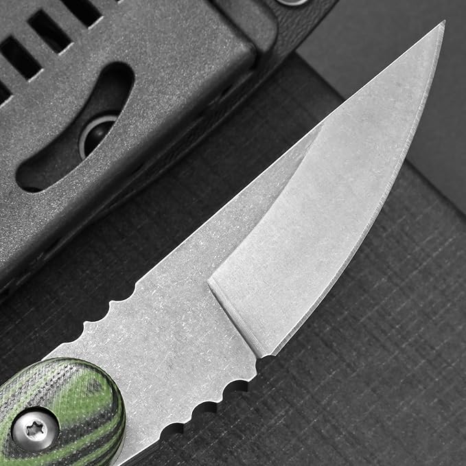Ccanku C1390 Fixed Blade Knifes 7.3-Inch Outdoor Survival Tools D2 Blade Steel &amp G10 Handle with Kydex Sheaths Clip for Outdoor Activities Camping Bushcraft and Hunting(Silver)