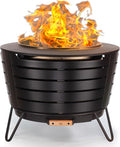 TIKI Patio Smokeless Outdoor Fire Pit 25-Inch Wood-Burning Bonfire with Removable Ash Pan Stand and Weather-Resistant Cover