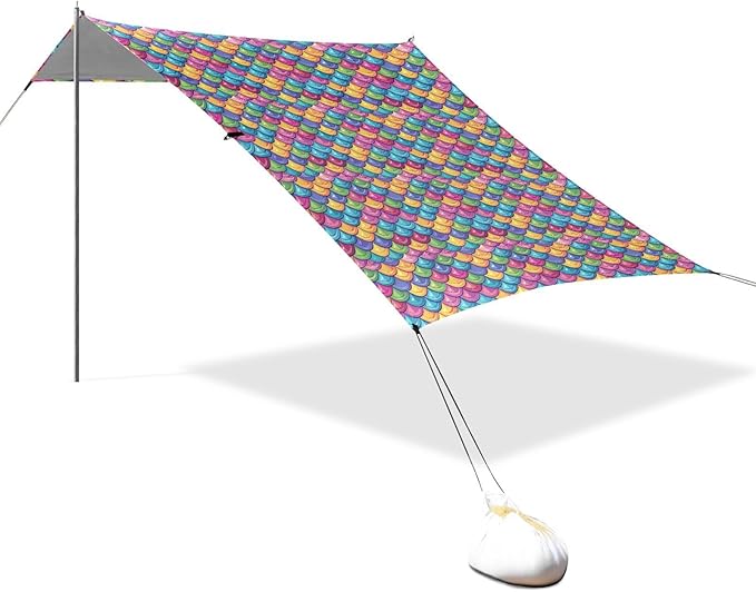 ALAZA Mermaid Print Rainbow Beach Tent Sun Shelter UPF50+ Protection Beach Shade Canopy w/ 4 Sandbags for Outdoor Camping Fishing Backyard Fun Picnic 10x9 ft