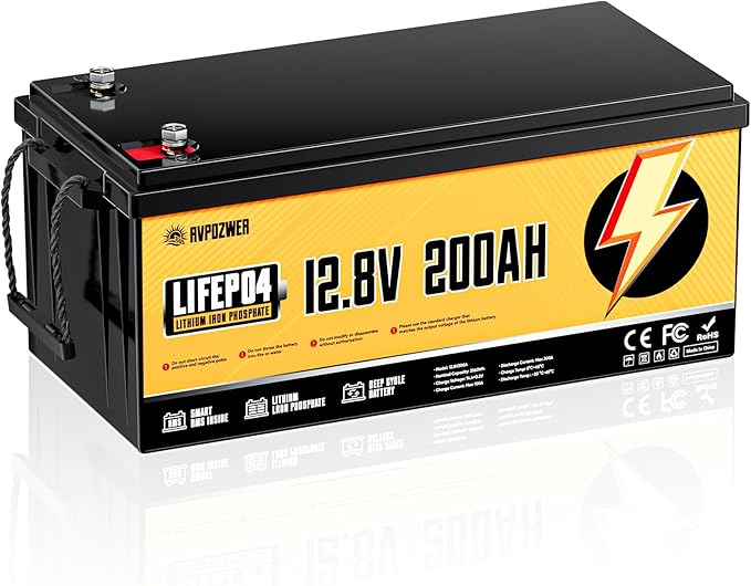 12V 200Ah LiFePO4 Battery 2 Pack Built-in 200A BMS 15000+ Deep Cycles Group 31 Lightweight Lithium Iron Phosphate Batteries for RV Marine Solar Trolling Motor Home Energy Off-Grid