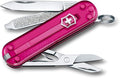 Victorinox Classic SD Swiss Army Knife Compact 7 Functions Swiss Made Pocket Knife with Small Blade Screwdriver and Key Ring - Cupcake Dream (Pink Translucent)