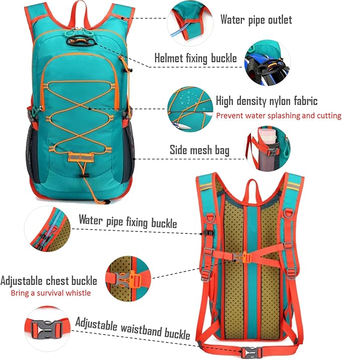 Lightweight Cycling Hydration BackpackLarge Capacity Pack for TravelHikingClimbingSkiingRunning Daypack for Men Women (Green)