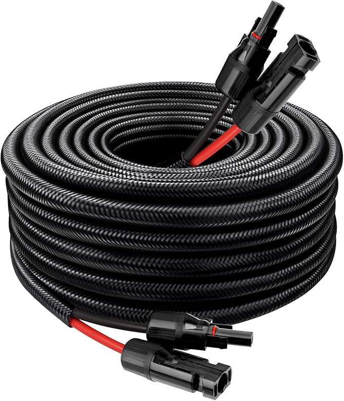 Solar Panel Extension Cable - 10AWG 20FT Solar Wire with Female &amp Male Waterproof Connector Flame Retardant Protective Sleeving PV Wire for RV Photovoltaic Systems Home Boat Solar Panels Car