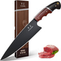Japanese Chef Knife 8 Inch - Kitchen Knife Forged from a Single Piece of High Carbon ATS-34 Steel Full-Tang Cooking Knife with Walnut Handle for Meat and Vegetables Ideal Gift