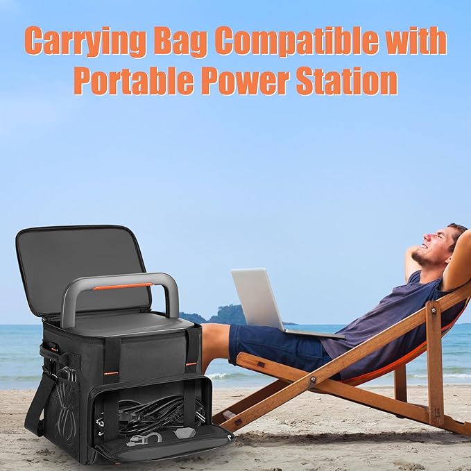 Portable Station Bag Compatible with Jackery Explorer 2000 v2/ 2000/ 2000 Pro/1000 Plus/ 1500/ 1500 Pro/ BLUETTI Elite 200 V2 Padded Travel Carrying Bag with Large Accessory Pocket &amp Shoulder Str
