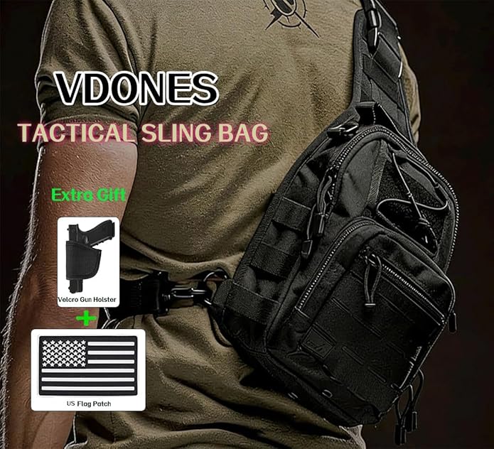 Tactical Sling Bag for Men Concealed Carry Crossbody Pack Gun Carry EDC BagMens Chest Pouch