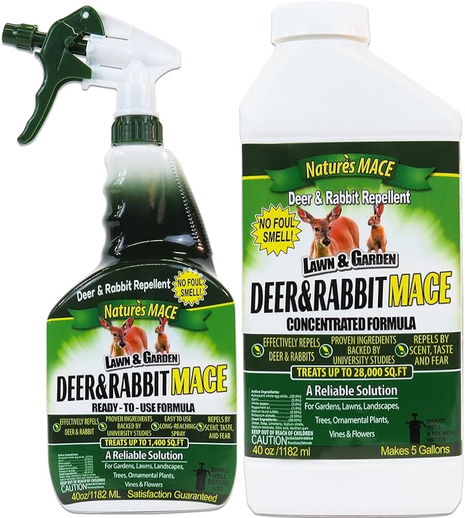 Nature's MACE Deer and Rabbit MACE 40oz. Ready to Use Spray Plus 40oz. Concentrate - Deer Repellent Combo Kit