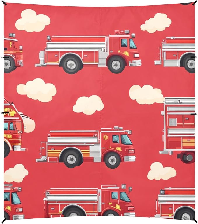 ALAZA Cute Fire Truck Cartoon Beach Tent Sun Shelter Portable Canopy Sunshade for Outdoor Camping Picnics Backyard Fun 10x9 ft