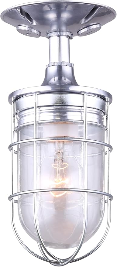 CANARM LTD. IOL337AL Weather 1 Light Indoor/Outdoor Ceiling/Wall Mount All Metal with Cage Aluminum Finish