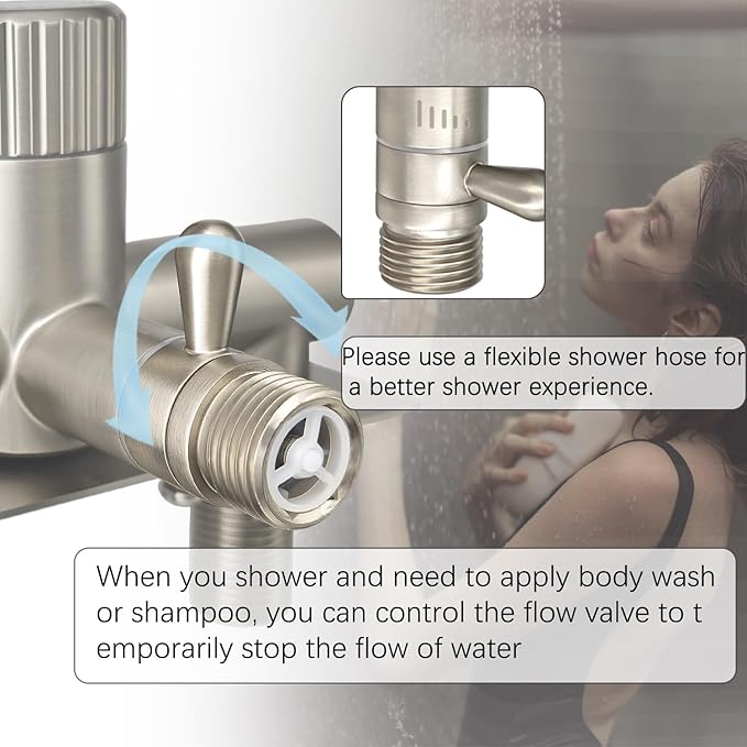 All Metal Single Handle RV Shower Faucet Valve DiverterCamper Shower Faucet Valve 4”RV Shower Replacement Valve for Motor Home Travel Trailer Camper Fifth (5th) Wheel (Brushed Nickel 4)