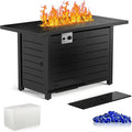 Xbeauty Propane Fire Pit Table 42 Outdoors Gas Fire Pit Table 50000 BTU Auto-Ignition Fire Tables with Lid Outside Garden Backyard Deck Patio (Square)