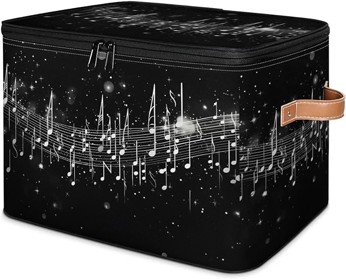 Storage Bins with Lids Jumping Notes Storage Basket Clothes Organizer with Handles Closet Storage Containers for Clothing Bedding Blanket