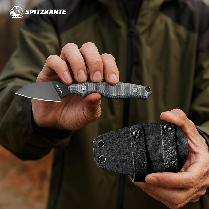Small Fixed Blade Knife X-YZ Full Tang Outdoor Knife with Micarta Handle &amp Horizontal Carry Sheath Compact EDC Knives for Camping Hiking &amp Gifts for Men