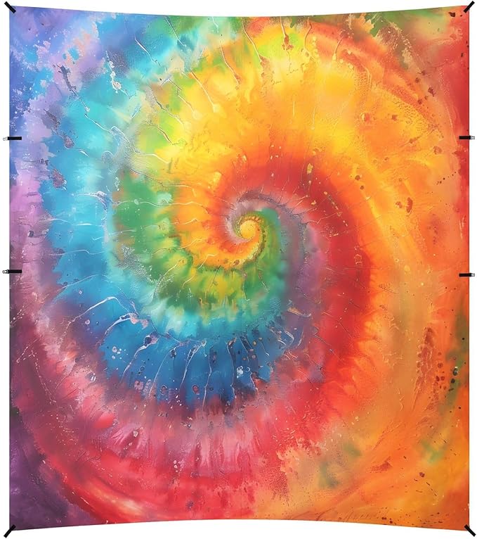ALAZA Swirl Tie Dye Beach Tent Sun Shelter UPF50+ Protection Beach Shade Canopy w/ 4 Sandbags for Outdoor Camping Fishing Backyard Fun Picnic 10x9 ft