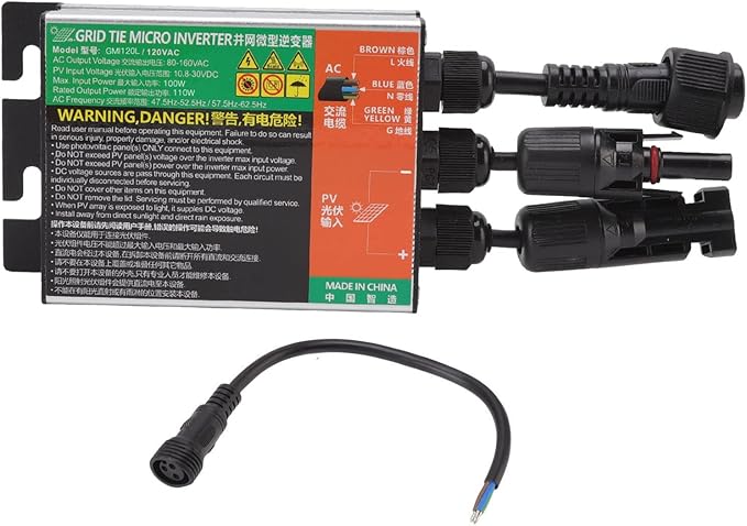 Diydeg 180W MPPT Grid Tie Micro Inverter for 12V Solar Panel Home Use System DC to AC Micro Inverter Solar Micro Inversor (GMI-120L-AC110V)