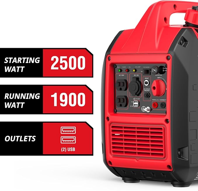 2500-Watt Portable Gas Inverter Generator Super Quiet High Fuel-Efficient Generator Lightweight EPA Compliant