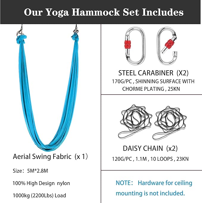 5.5 Yards Aerial Silk Swing Outdoor Hammock Aerial Yoga Swing For AdultsAerial Yoga Hammocks for outside