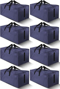 HOMESURE 8 Pack Large Strong Moving Bags with Zippers &amp Carrying Handles - Water-Resistant - Heavy Duty Storage Tote for Space Saving Fold Flat Alternative to Moving Box (Blue)