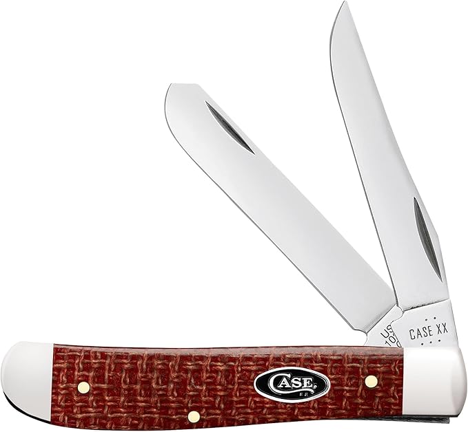 Case XX Pocket Knife MINI TRAPPER - DARK RED BURLAP MICARTA Item #12271-10207 CS - Length Closed: 3 1/2Inches