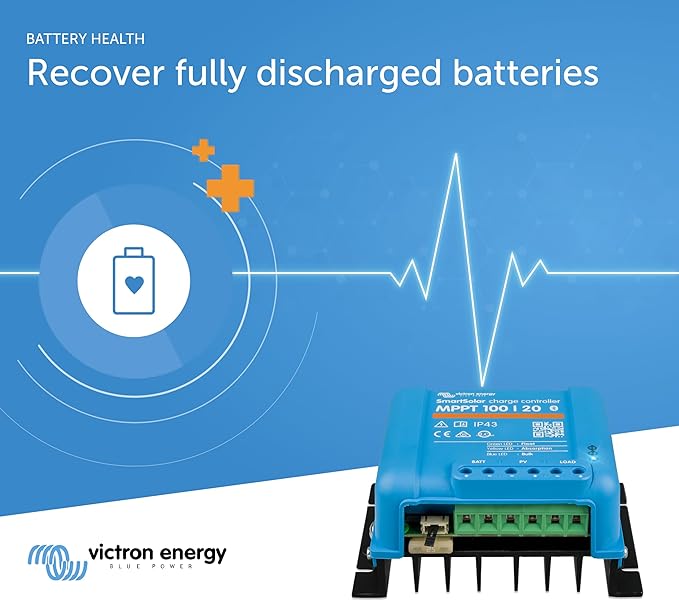 Victron Energy SmartSolar MPPT Solar Charge Controller (Bluetooth) - Charge Controllers for Solar Panels - 100V 20 amp 48-Volt