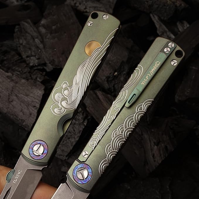 S35VN steel TC4 titanium alloy handle pocket folding knife Japanese style can be preferred as a gift camping home outdoor EDC