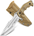 Freelander Outdoor Fixed Blade Knife Full Tang D2 Steel Survival Knife with Kydex Sheath Camping Bushcraft Knives with Ergonomic Handle