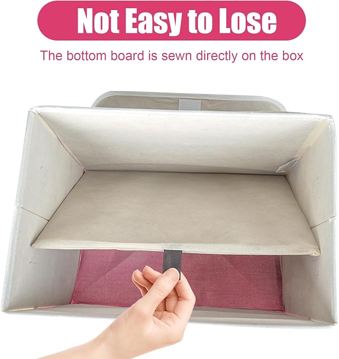 Bagnizer Large 22 Quart Linen Fabric Foldable Storage Bin Cube Organizer Basket with Flip-Top Lid &amp Handles Clothes Blanket Box for Home Office Closet Pink &amp White 4 Pack 14.6 x 9.5 x 9.5