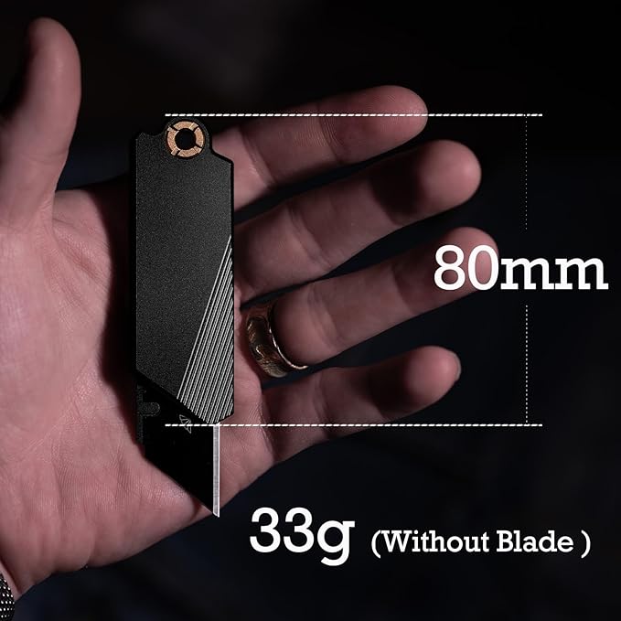 PICHI G9 Aluminum Utility KnifeLightweight Pocket Utility KnifeEDC Pocket KnivesCNC Unibody Quick Change BladeButton Lockfor Men Women Outdoor HikingCampingwith 2 Replaceable Blades (Black)