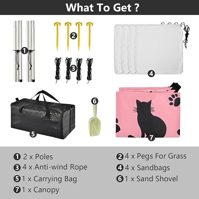 ALAZA Black Cat Footprint Pattern Beach Tent Sun Shelter Portable Canopy Sunshade for Outdoor Camping Picnics Backyard Fun 10x9 ft