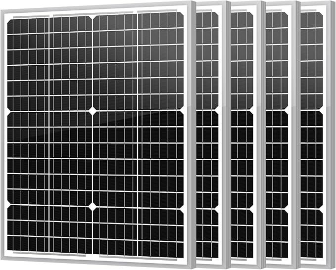Newpowa 5-Pack 35W 12V Monocrystalline Solar Panels 10BB - High-Efficiency PV Modules for Off-Grid Systems RV/Boat/Camper/Trailer/Gate Opener (175W Total)