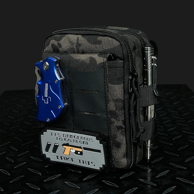 Multipurpose EDC Utility Gadget Pouch Molle Hip Waist Belt Bag Universal Cell Phone Holster Outdoor Wallet Nylon Case Camping Hiking Gear Tool Organizer (B)