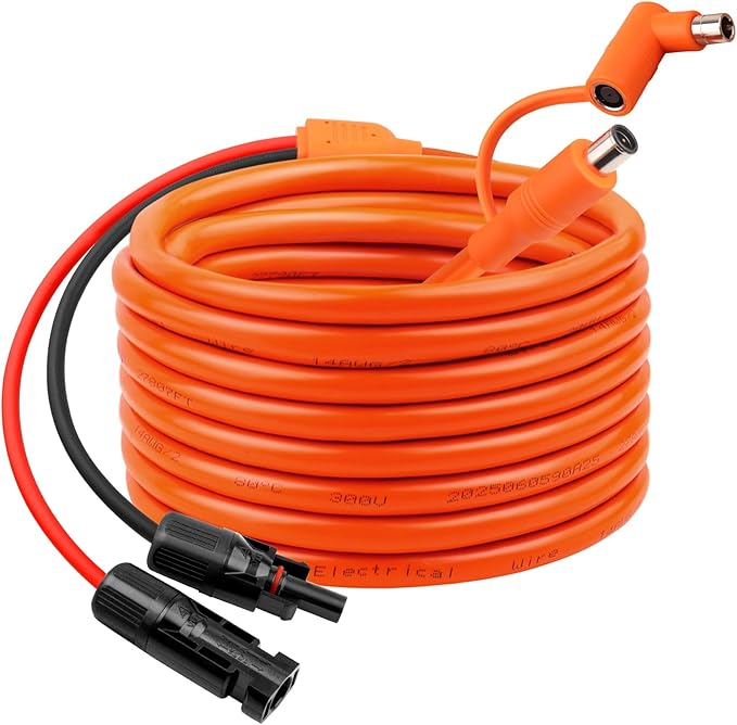 30FT Solar Panel Connectors to DC 8mm Adapter Cable 12AWG+14AWG Solar Cable Cord with DC8020/7909Compatible with Jackery AnkerGZ YetiBLUETT Portable Power StatioSolar Generator