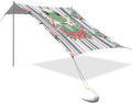 Frog and Stripes Beach Tent Sun Shelter Set UPF50+ UV Protection 10.5 x 9.19 FT Camping Shade Canopy with Sandbags Sand Anchors Carrying Bag and Others