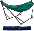 Tranquillo Foldable Hammock Stand Collapsible Camping Hammock and Stand Set 600 lbs Capacity Double Hammock Stand for 2 Persons Premium Steel Stand and Breathable Polyester Hammock Net Peacock