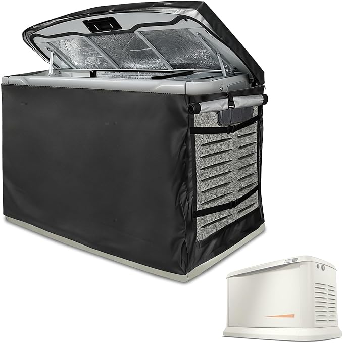 Generator Cover600D Outdoor Generator Covers for G007043 22KW Home Standby GeneratorWith Insulation Aluminum Foil Winter Generator Cover 50W X 26.5D X 28.5H(Black)