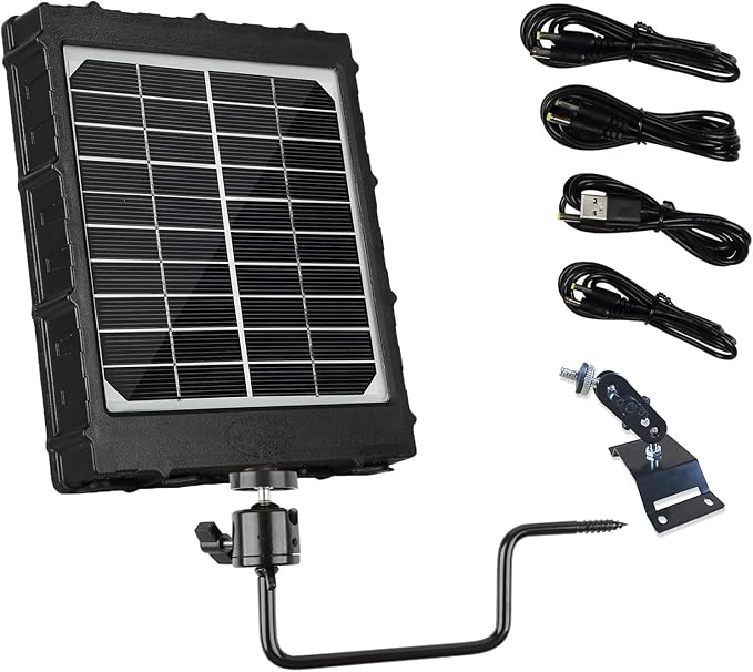 Trail &amp Game Camera Solar Power Bank Solar Charger Monocrystalline Solar Panel 3W 8000mAh Output 12V/1A 9V/1.5A 6V/2A Input 5V IP66 Waterproof Portable Outdoor Power Supply with Bracket