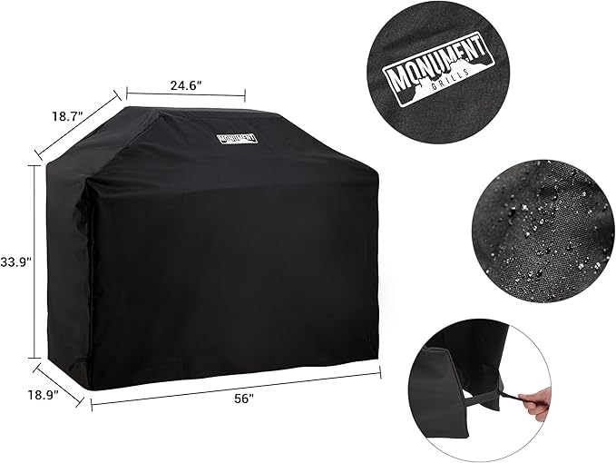 Monument Grills 4-Burner Liquid Propane Gas Grill Silver Stainless Steel Grill Patio Garden Barbecue Grill with Clearview® Lid and One Foldable Shelf Mesa400MF with BBQ Cover