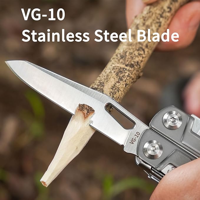 ROCKTOL Multitool Pliers EDC Multitool Pocket Knife VG10 Blade 27-in-1 Multi-tool with Titanium-plated Handle Precision Screwdriver Gut Hook for Hunting Backpacking Hiking Camping (Gen-R)