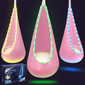Light Up Kids Pod Swing Seat Upgraded Kids Hanging Hammock Swing with LED Lights Cotton Sensory Pod Swing Chair with Inflatable Pillow Pod Swing for Kids Indoor &amp Outdoor (Light Pink)