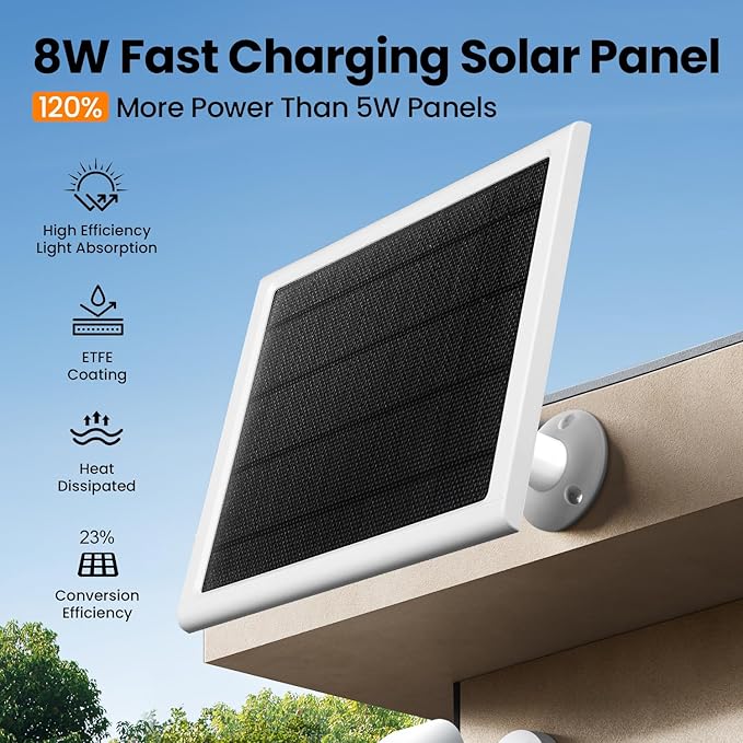 Ring Solar Panel8W Ring Solar Charger Compatible with Stick Up Camera &amp Pro Spotlight Plus &amp Pro Stick Up Spotlight Cam Battery9.35ft Long Cable with USB-C for Outdoor Cameras (White 2 Pa