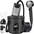 8000mAh Portable Camping Shower 10-Speed Camp Shower Pump LED Display 4 Spray Modes IPX8 Waterproof Outdoor Shower Kit for Hiking Travel Pet Car Wash