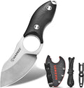 Harnds Small Fixed Blade Knife Full Tang Neck Camping Knife EDC with D2 Steel Blade and G10 Handle for Fishing and Skinning Eggplant