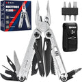 BIBURY Multitool Pliers BI2048B Stainless Steel Multi Tool with Upgraded Rope Cutter and Screwdrive Foldable Self-locking Multitools with Nylon Pouch Ideal for Camping Hiking Survival Repair