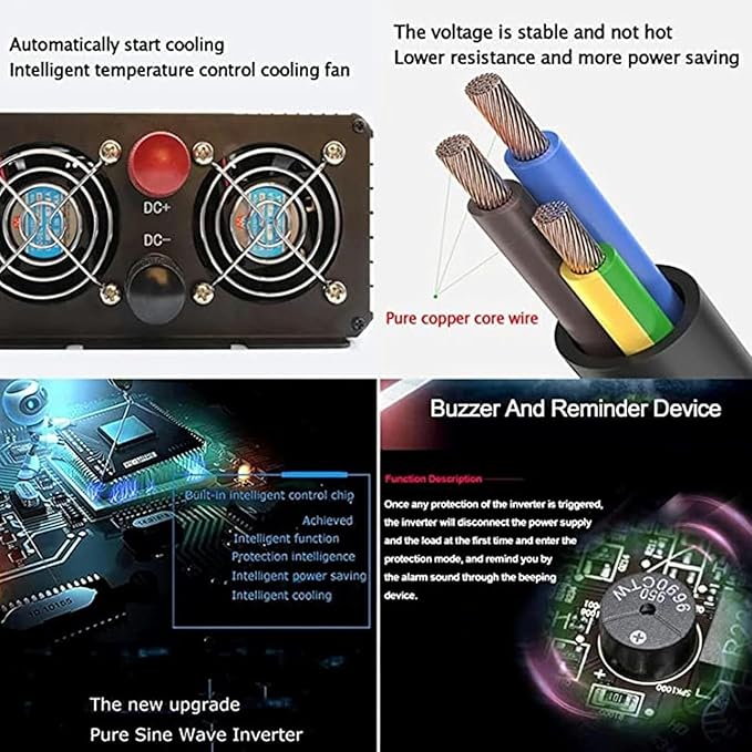 6000W 8000W 10000W 12000W Pure Sine Wave Inverter 12V/24V/48V/60V/72V DC to 110V/220V AC Power Inverter Voltage Converter Transformer for HomeRVTruckOff-Grid Solar~/